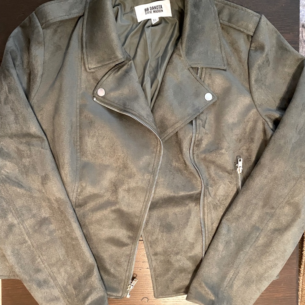 Faux suede motorcycle jacket.